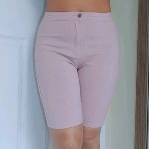 Roma Studio Sz Medium Premium Collection Biker Short Jeans Dusty Pink High Waist